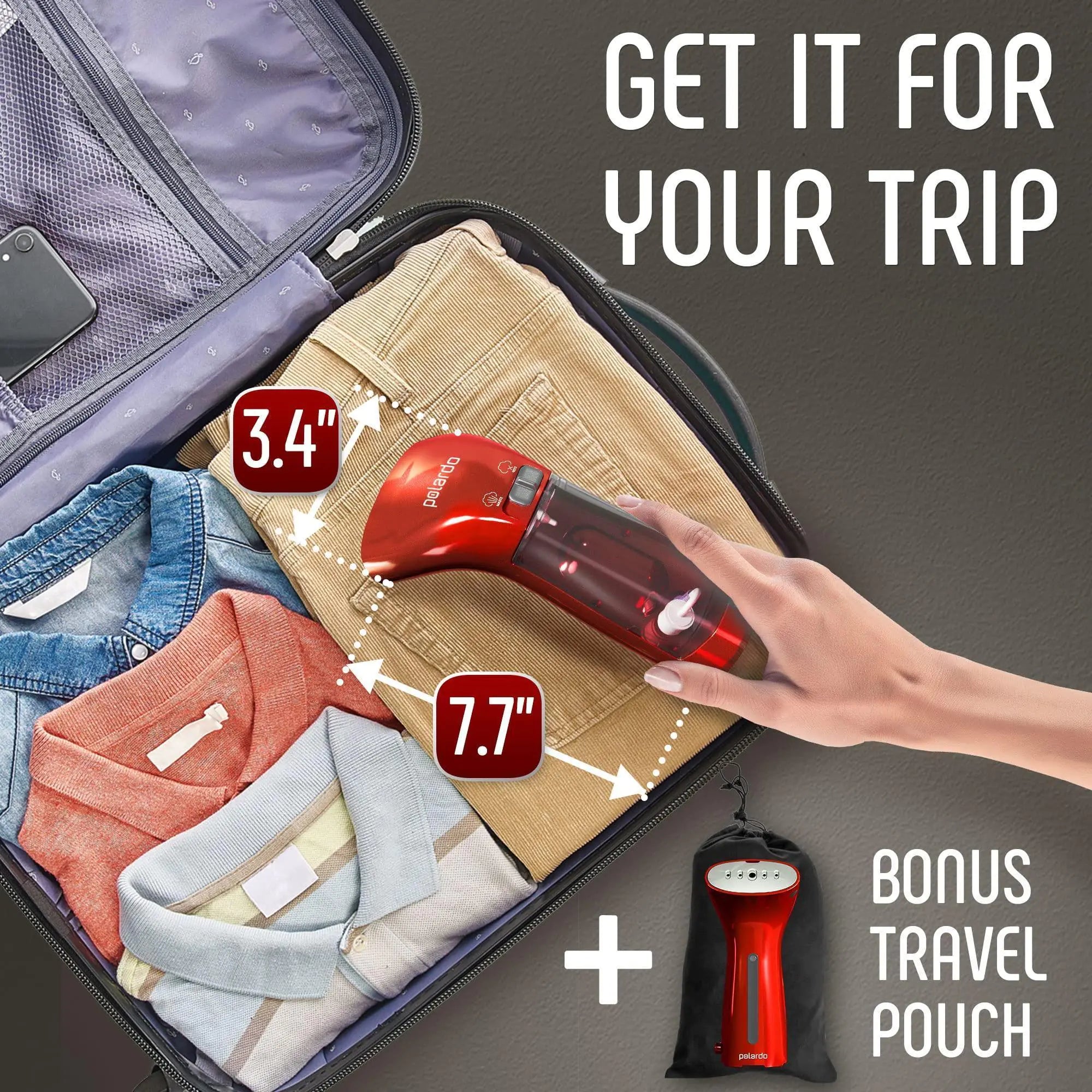 Clothing Steamer Travel Size Vacation Red Steam Iron Handheld Portable Garment