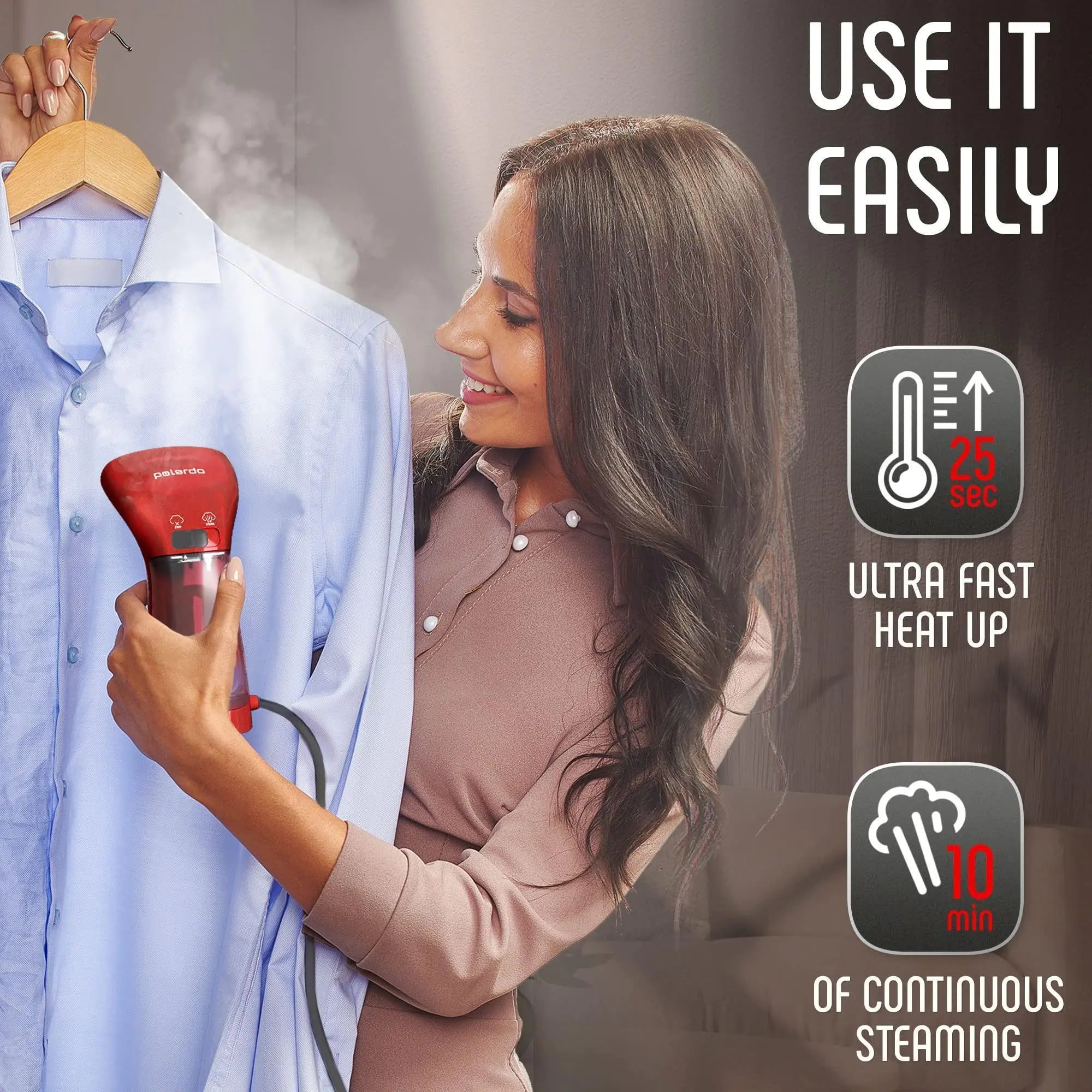 Clothing Steamer Travel Size Vacation Red Steam Iron Handheld Portable Garment