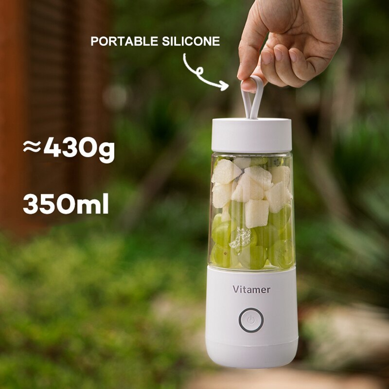 350ml Portable Blender – USB Rechargeable Juicer Cup for Smoothies & Frozen Drinks