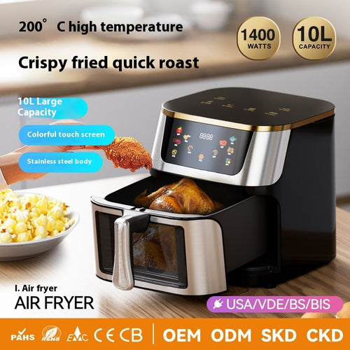 10L Smart Air Fryer Oven – Large Capacity Visual Automatic Deep Frying Machine