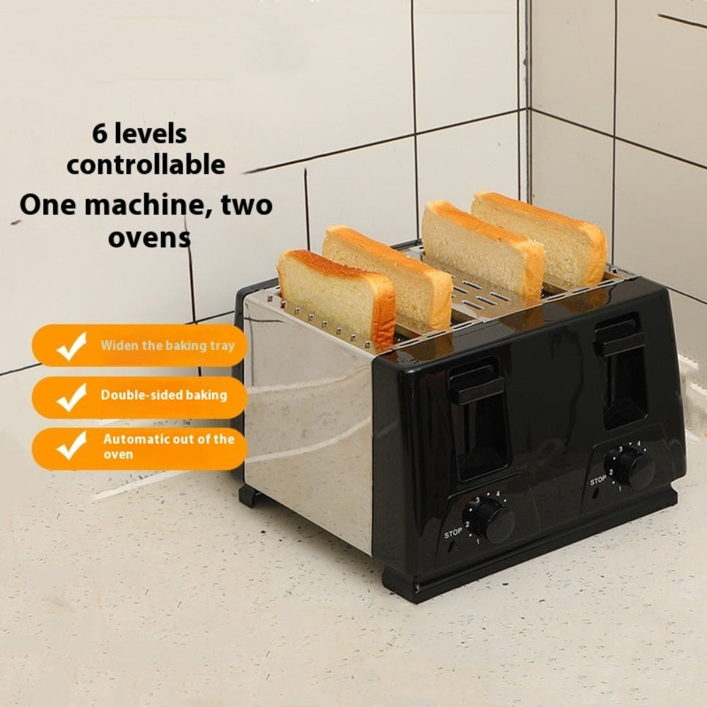 Home breakfast toaster – double slot bread maker with dual-side roasting