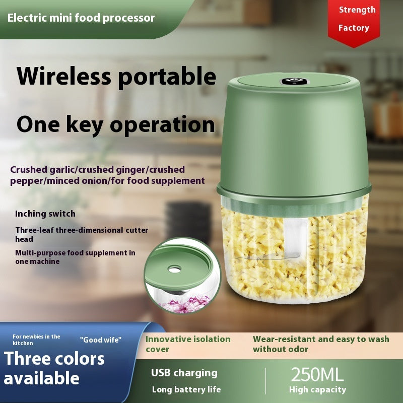 Mini Electric Garlic Chopper – USB Rechargeable Food Processor for Kitchen