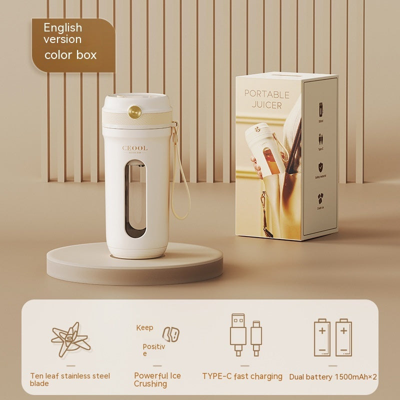 Small Portable Electric Juicer Cup – Automatic Ice-Crushing Blender for Home & Travel