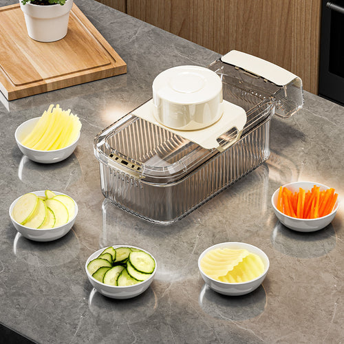 2-in-1 Multifunctional Vegetable Cutter & Drainer – Sturdy Manual Food Chopper