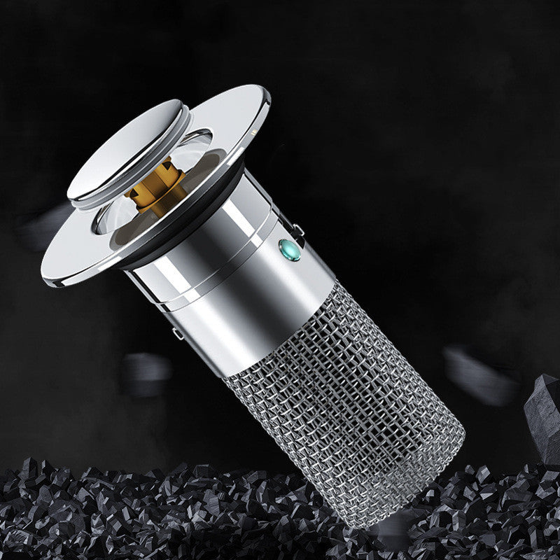 Press bounce pop-up drain stopper installed in modern basin – anti-clog design