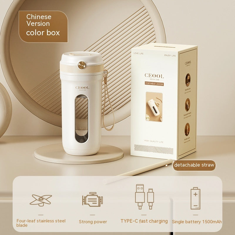Small Portable Electric Juicer Cup – Automatic Ice-Crushing Blender for Home & Travel