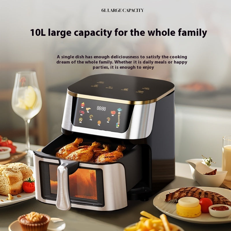 10L Smart Air Fryer Oven – Large Capacity Visual Automatic Deep Frying Machine