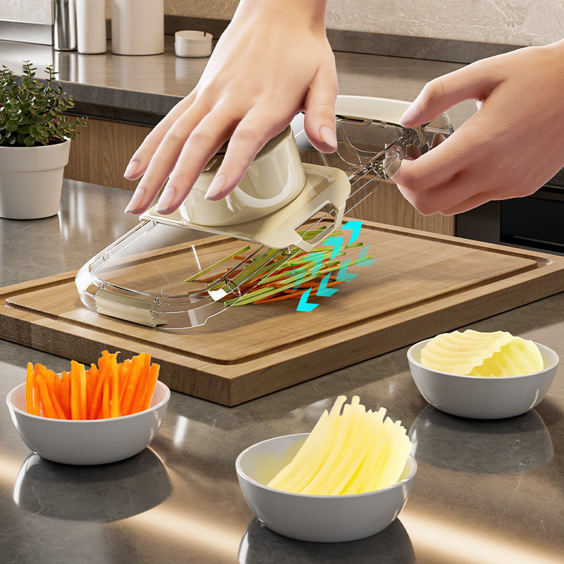 2-in-1 Multifunctional Vegetable Cutter & Drainer – Sturdy Manual Food Chopper