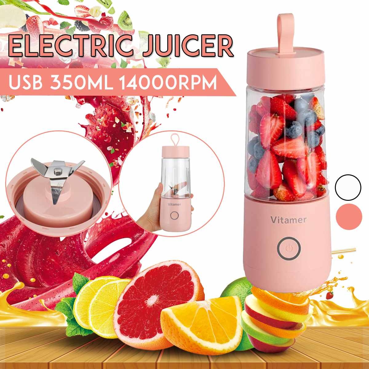 350ml Portable Blender – USB Rechargeable Juicer Cup for Smoothies & Frozen Drinks