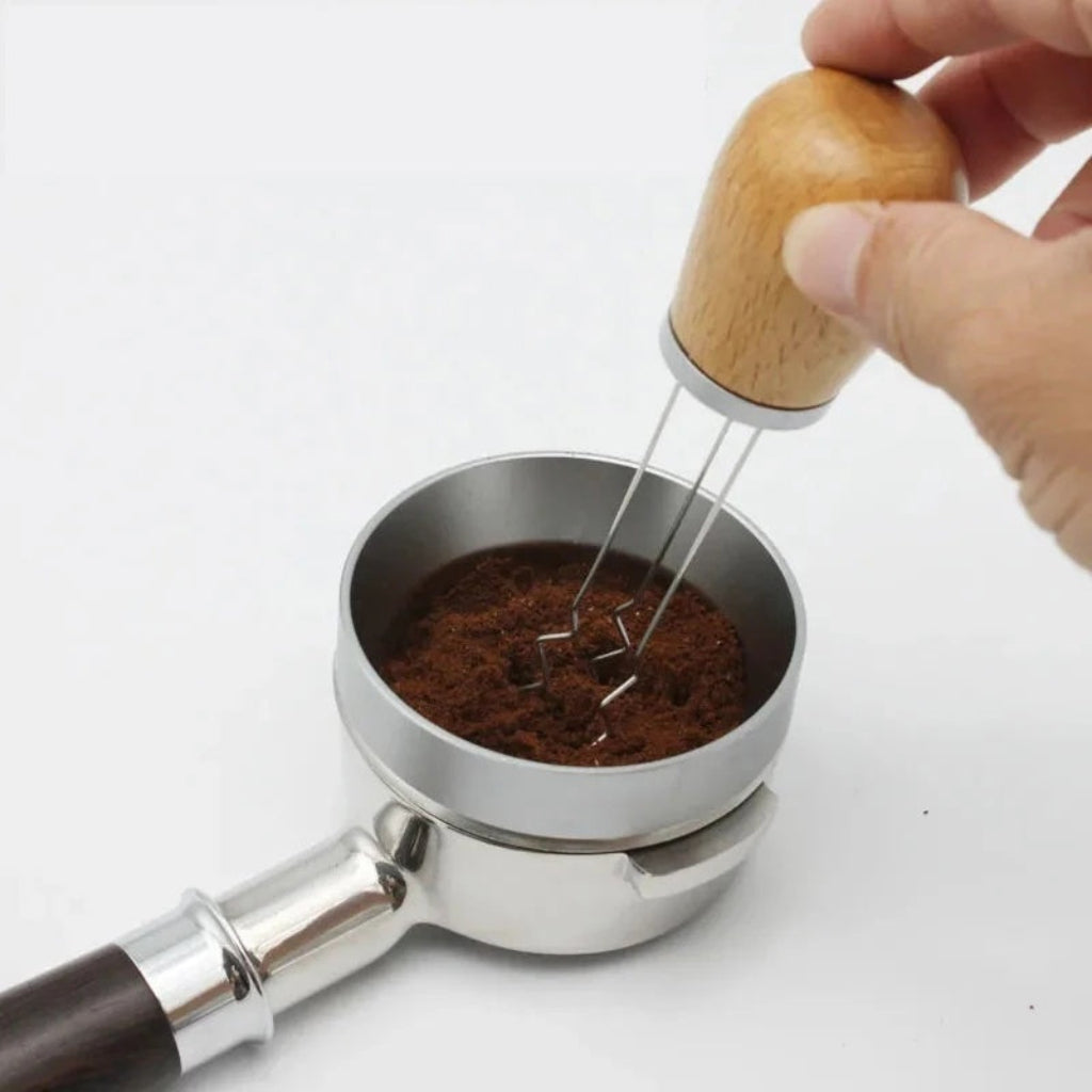Stainless steel espresso tamper and coffee grounds dispenser – barista tool