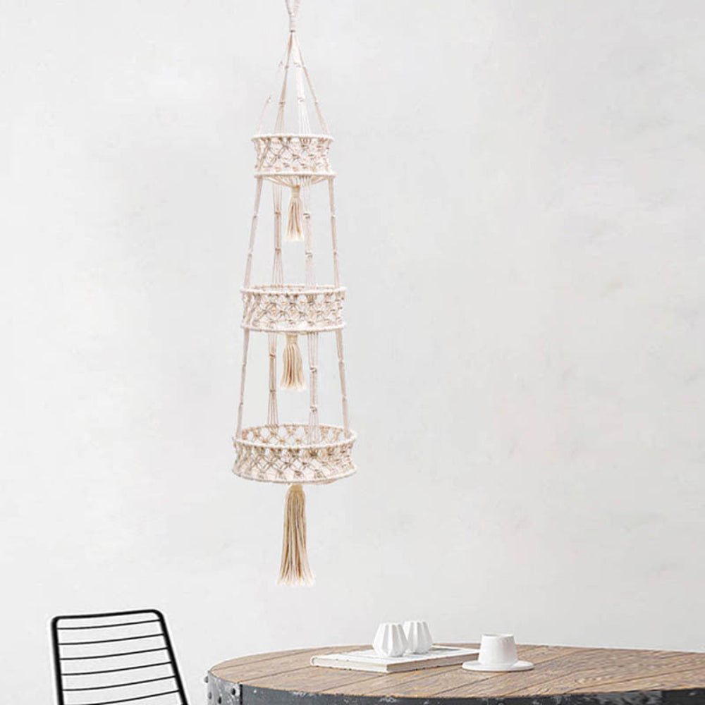 Three-tier hanging basket – flower and fruit storage organizer