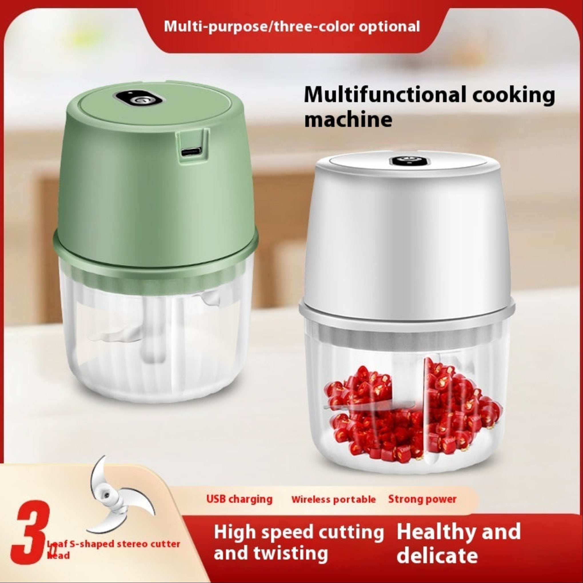 Mini electric garlic chopper – USB rechargeable food processor for kitchen