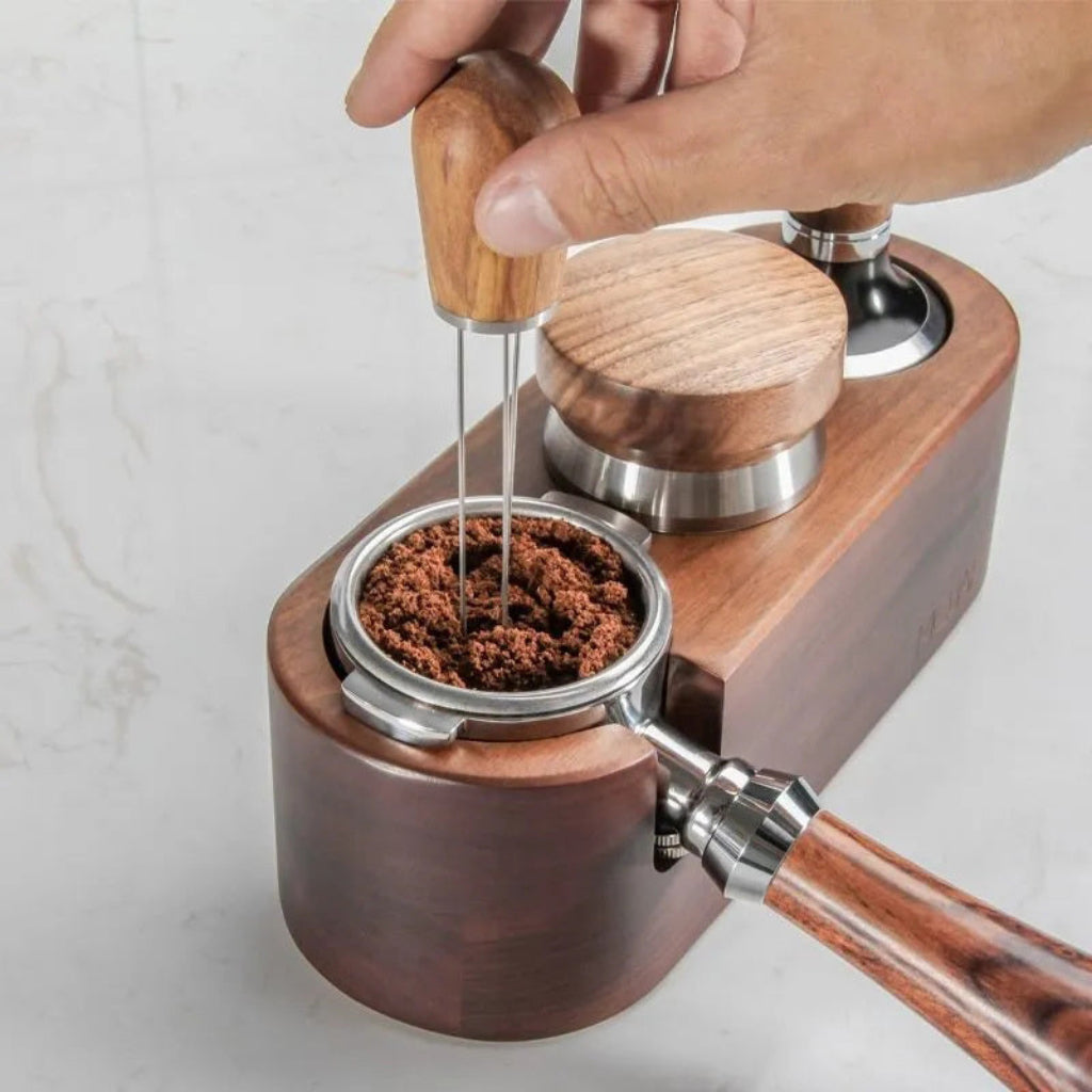 Stainless steel espresso tamper and coffee grounds dispenser – barista tool